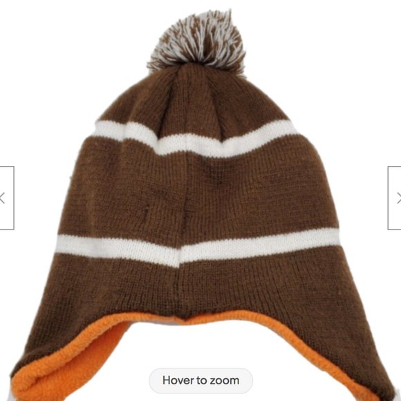 Capelli NY Trapper Hat Kids Beanie Winter Brown White Tassels Orange Lining S/M - Picture 4 of 6